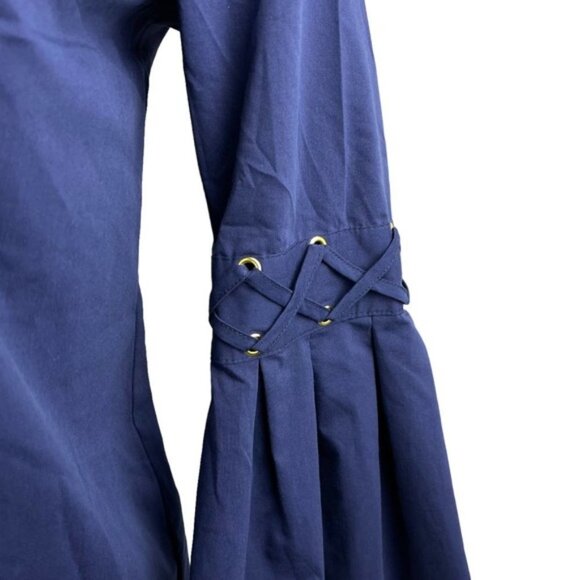 MICHAEL Michael Kors Bell Sleeves Pleated Grommet Blouse Top Sz XS - Picture 3 of 5